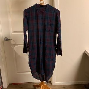 Aritzia Talula plaid shirt blouse dress size XS